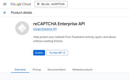 Enable reCAPTCHA in the cloud console